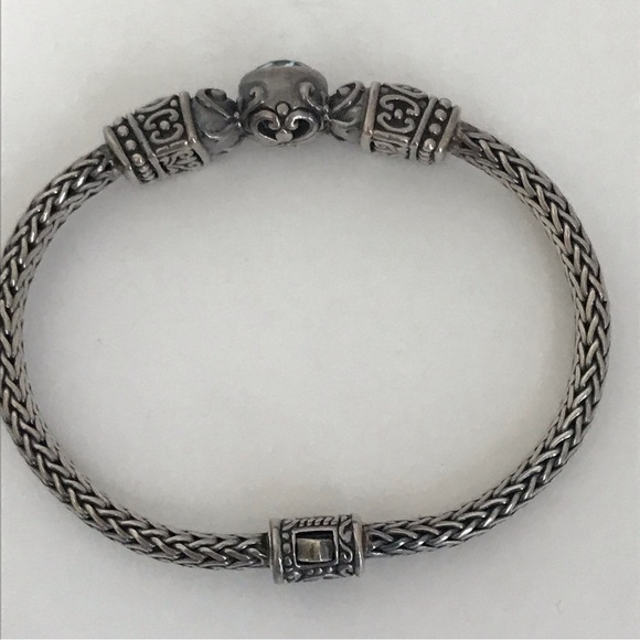 KC Indo 925 Sterling Silver Blue Topaz Amethyst Wheat Bracelet 8" - Picture 12 of 16